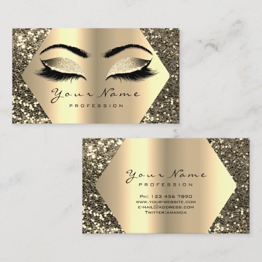 金ゴールドセピアグリッターメイクアップアーティストラッズブラウンズ 名刺 (正面/裏面)