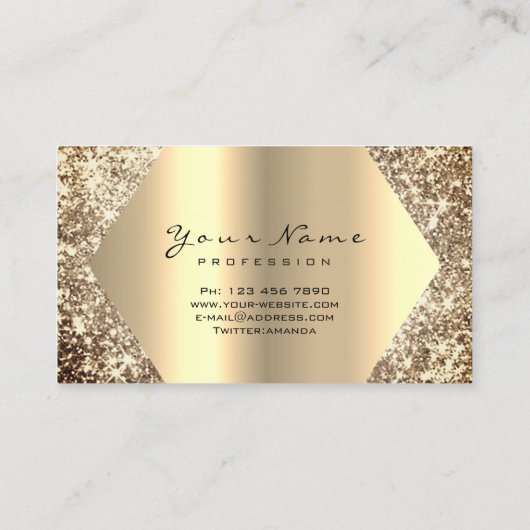 金ゴールドセピアグリッターメイクアップアーティストラッズブラウンズ 名刺 (裏面)