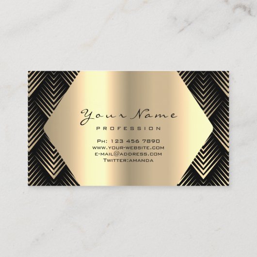 金ゴールドセピアグリッターメイクアップアーティストラッズブラックブログ 名刺 (裏面)