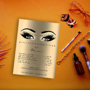 金ゴールドセピア化粧アーティストWaxing Lashes価格表 ポスター