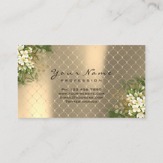 金ゴールドセピア金属メイクアップアーティストまばたきフローラ 名刺 (裏面)