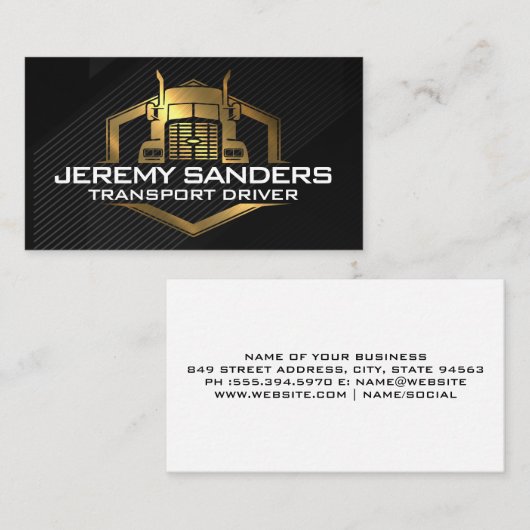 金ゴールドセミトラックロゴ | 工業用 名刺 (正面/裏面)