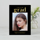 金ゴールドセリフカスタムカラー卒業パーティー 箔招待状 (立ち正面)