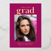 金ゴールドセリフカスタムカラー卒業パーティー 箔招待状 (正面)