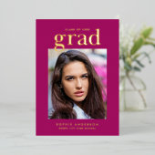 金ゴールドセリフカスタムカラー卒業パーティー 箔招待状 (立ち正面)