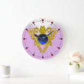 金ゴールドセルトハート(青いサファイア、黒) ラージ壁時計 (ホーム)