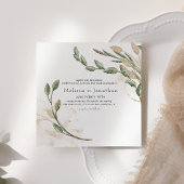 金ゴールドセージグリーンフローラエレガントウェディング招待状
