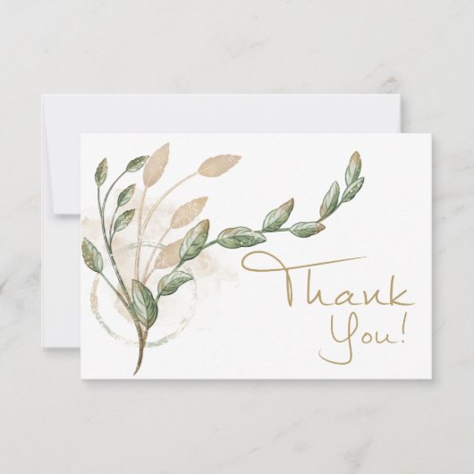 金ゴールドセージグリーンフローラエレガントサンキューカード サンキューカード (正面)