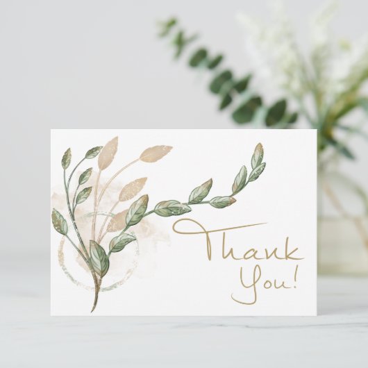 金ゴールドセージグリーンフローラエレガントサンキューカード サンキューカード (スタンド正面)