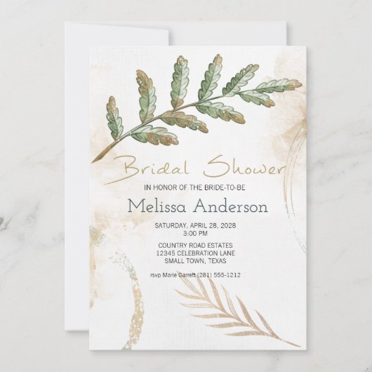 金ゴールドセージグリーンフローラエレガントブライダルシャワー (正面)