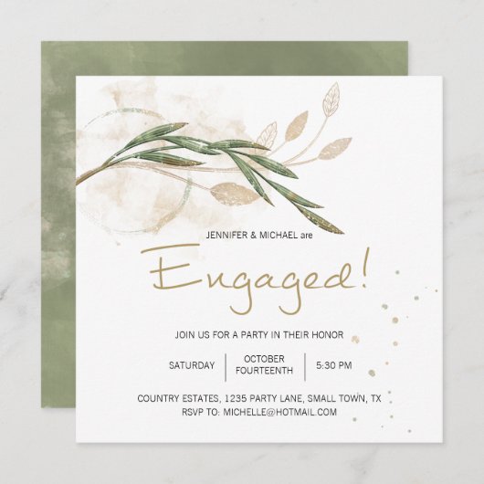 金ゴールドセージグリーンフローラエレガント婚約 (正面/裏面)