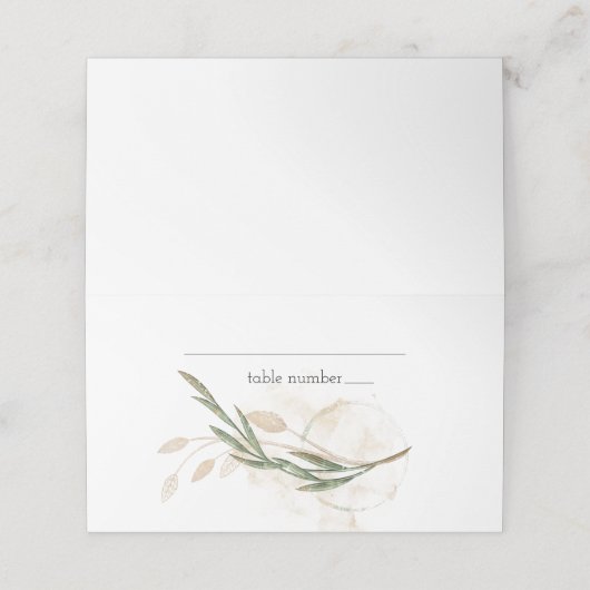 金ゴールドセージグリーン結婚フローラ座席表 プレイスカード (外部開封)