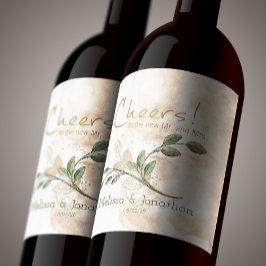 金ゴールドセージ結婚グリーンフローラワインラベル ワインラベル