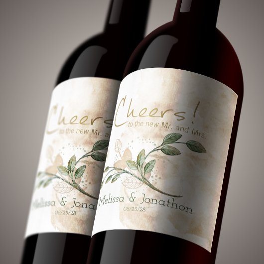 金ゴールドセージ結婚グリーンフローラワインラベル ワインラベル