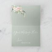 金ゴールドセージ緑のフローラ水カラーロマンチック結婚ズ サンキューカード (内部)