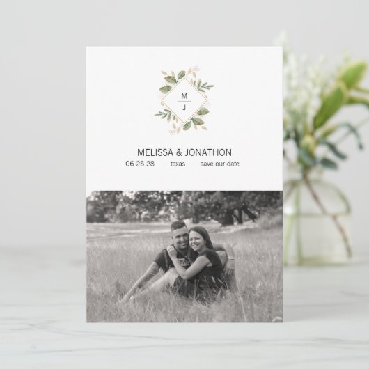 金ゴールドセージ緑のフローラ画像の追加日付の保存 セーブザデート (スタンド正面)