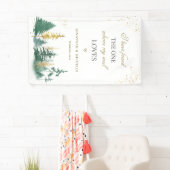 金ゴールドセージ緑の森の木バイブル結婚バース 横断幕 (インサイチュ)