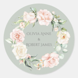 金ゴールドセージ緑ピンク赤面フローラ名結婚のCl ラウンドシール