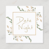 金ゴールドセージ緑フローラ日付ナイトカード スクエア名刺 (正面)