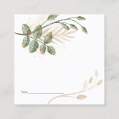 金ゴールドセージ緑フローラ日付ナイトカード スクエア名刺 (裏面)