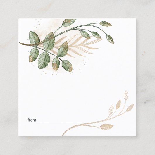 金ゴールドセージ緑フローラ日付ナイトカード スクエア名刺 (裏面)