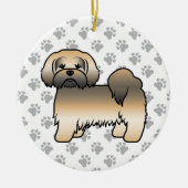 金ゴールドセーブルラサアプソカワイカートゥートカートゥーンドッグ セラミックオーナメント (正面)