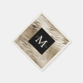 金ゴールドゼブラアニマルプリントモノグラム スタンダードカクテルナプキン (角)