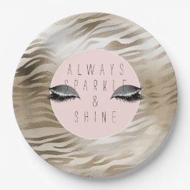 金ゴールドゼブラキラキラ輝く銀色の輝く目          ペーパープレート