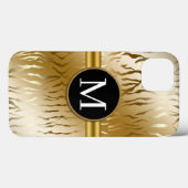 金ゴールドゼブラストライプとモノグラムiPhone 13ケース Case-Mate iPhoneケース (裏面 (横))