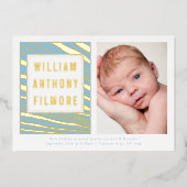 金ゴールドゼブラストライプー動物写真誕生のお知らせ 箔シーズンカード (正面)