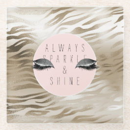 金ゴールドゼブラプリントきらびやかな銀輝く目 ガラスコースター