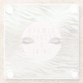 金ゴールドゼブラプリントきらびやかな銀輝く目 ガラスコースター (裏面)