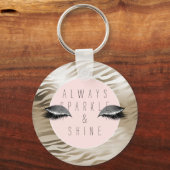 金ゴールドゼブラプリントきらびやかな銀輝く目 キーホルダー (正面)