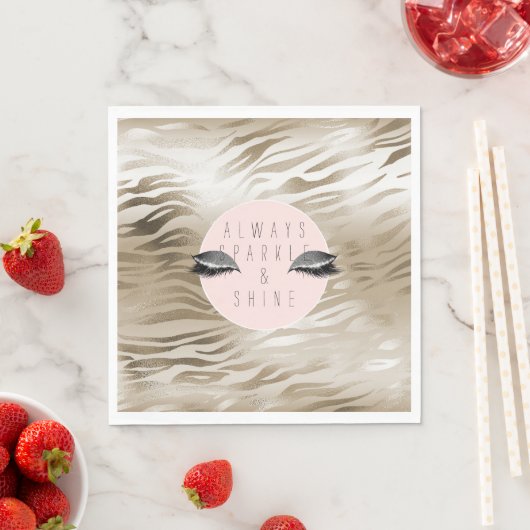 金ゴールドゼブラプリントきらびやかな銀輝く目 スタンダードランチョンナプキン (インサイチュ)