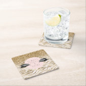 金ゴールドゼブラ印刷キラキラした目 スクエアペーパーコースター (インサイチュ)