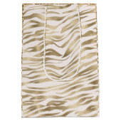 金ゴールドゼブラ印刷キラキラした目 ミディアムペーパーバッグ (裏面)