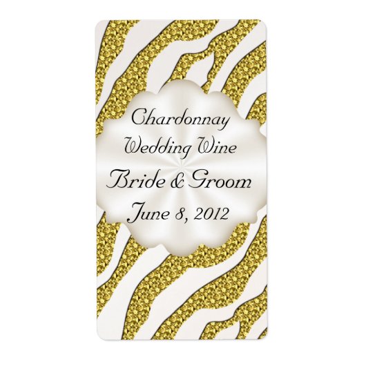 金ゴールドゼブラ結婚ストライプズワインエイブリラベル ラベル (正面)