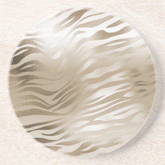 金ゴールドゼブラ&レオパードグラデーションプリント コースター (正面)