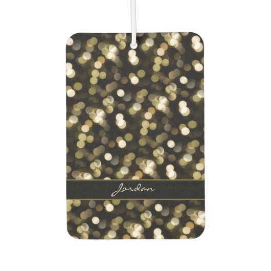 金ゴールドソフトフォーカススパークルライト(名前あり) カーエアーフレッシュナー (正面)