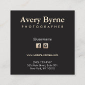 金ゴールドソーシャルメディアのアイコン黒い四角の名刺 スクエア名刺 (正面)