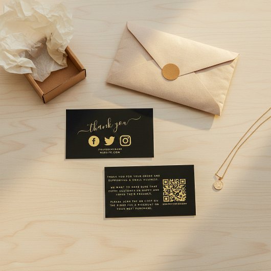 金ゴールドソーシャルメディアのアイコンQRコード感謝していユーディスカウント エンクロージャーカード