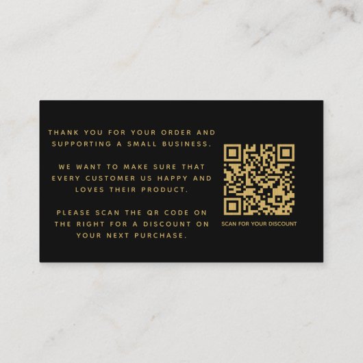 金ゴールドソーシャルメディアのアイコンQRコード感謝していユーディスカウント エンクロージャーカード (裏面)