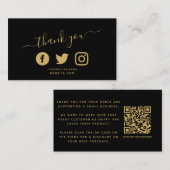 金ゴールドソーシャルメディアのアイコンQRコード感謝していユーディスカウント エンクロージャーカード (正面/裏面)