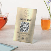 金ゴールドソーシャルメディアQRコードビジネスロゴ 台座サイン (インサイチュ)