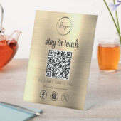 金ゴールドソーシャルメディアQRコードビジネスロゴ 台座サイン (インサイチュ)