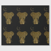 金ゴールドゾウの黒い背景のラッピング紙 ラッピングペーパー (フラット)