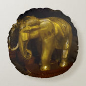 金ゴールドゾウ丸い枕 ラウンドクッション (正面)