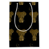 金ゴールドゾウ(黒い背景抱き枕) ミディアムペーパーバッグ (正面)