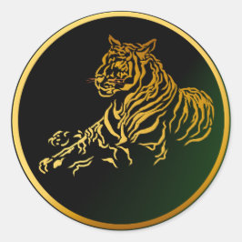 金ゴールドタイガーステッカー ラウンドシール