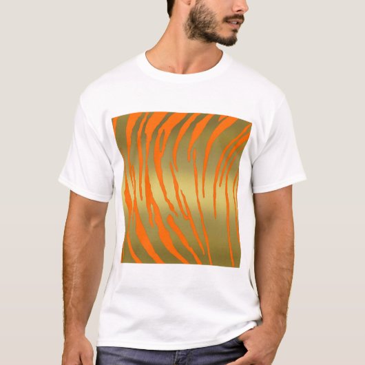 金ゴールドタイガーストライプオレンジ Tシャツ (正面)